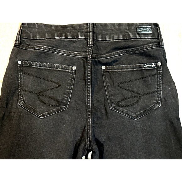 Seven7 Skinny Black Stretch Denim Jeans High Rise Casual Chic Edgy Vibe Size 8 - Picture 3 of 16